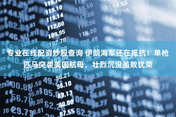 专业在线配资炒股查询 伊朗海军还在抵抗！单枪匹马突袭美国航母，壮烈沉没虽败犹荣