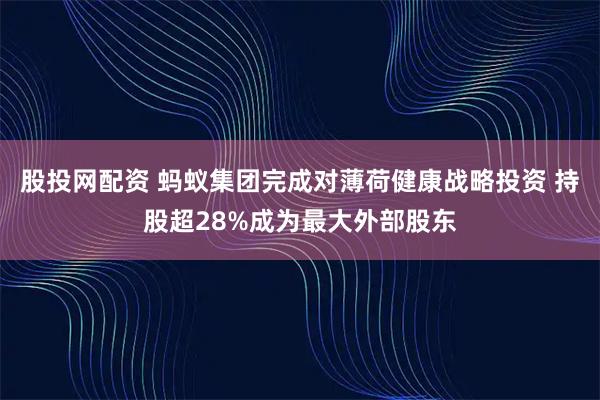 股投网配资 蚂蚁集团完成对薄荷健康战略投资 持股超28%成为最大外部股东
